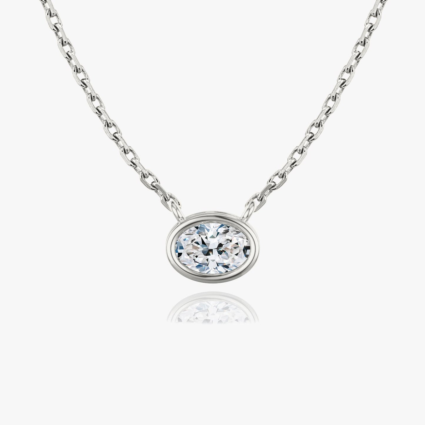 0.25 CT-1.0 CT Oval Bezel Solitaire CVD F/VS Diamond Necklace