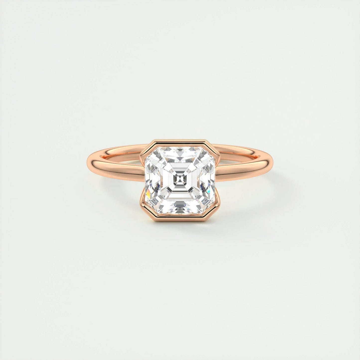 2 CT Asscher Half Bezel CVD F/VS1 Diamond Engagement Ring