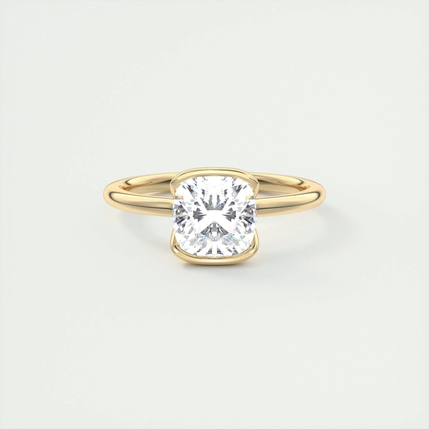 2 CT Cushion Half Bezel CVD F/VS1 Diamond Engagement Ring