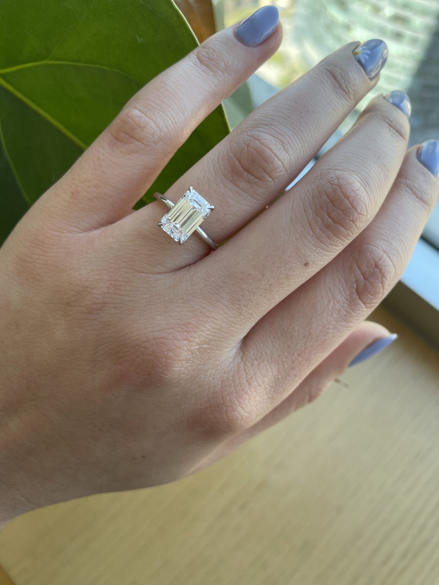 2.6 CT Emerald Solitaire CVD D/VVS2 Diamond Engagement Ring