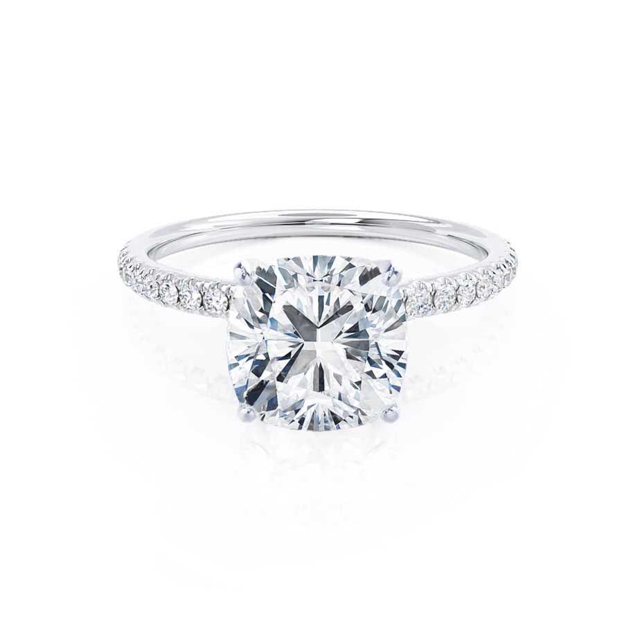 0.80 CT Cushion Pave Setting CVD F/VS1 Diamond Engagement Ring