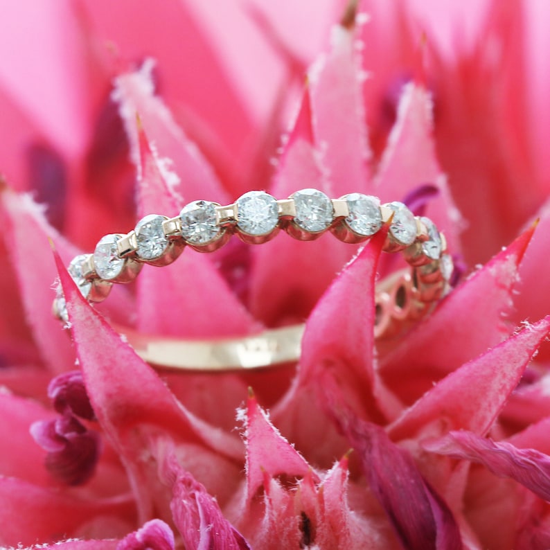 0.60 CT Round Half Eternity EF/VS1 Diamond Engagement Ring
