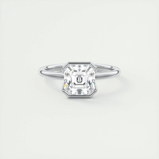 2 CT Asscher Half Bezel CVD F/VS1 Diamond Engagement Ring