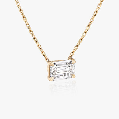 0.25 CT-1.0 CT Emerald Solitaire CVD F/VS Diamond Necklace