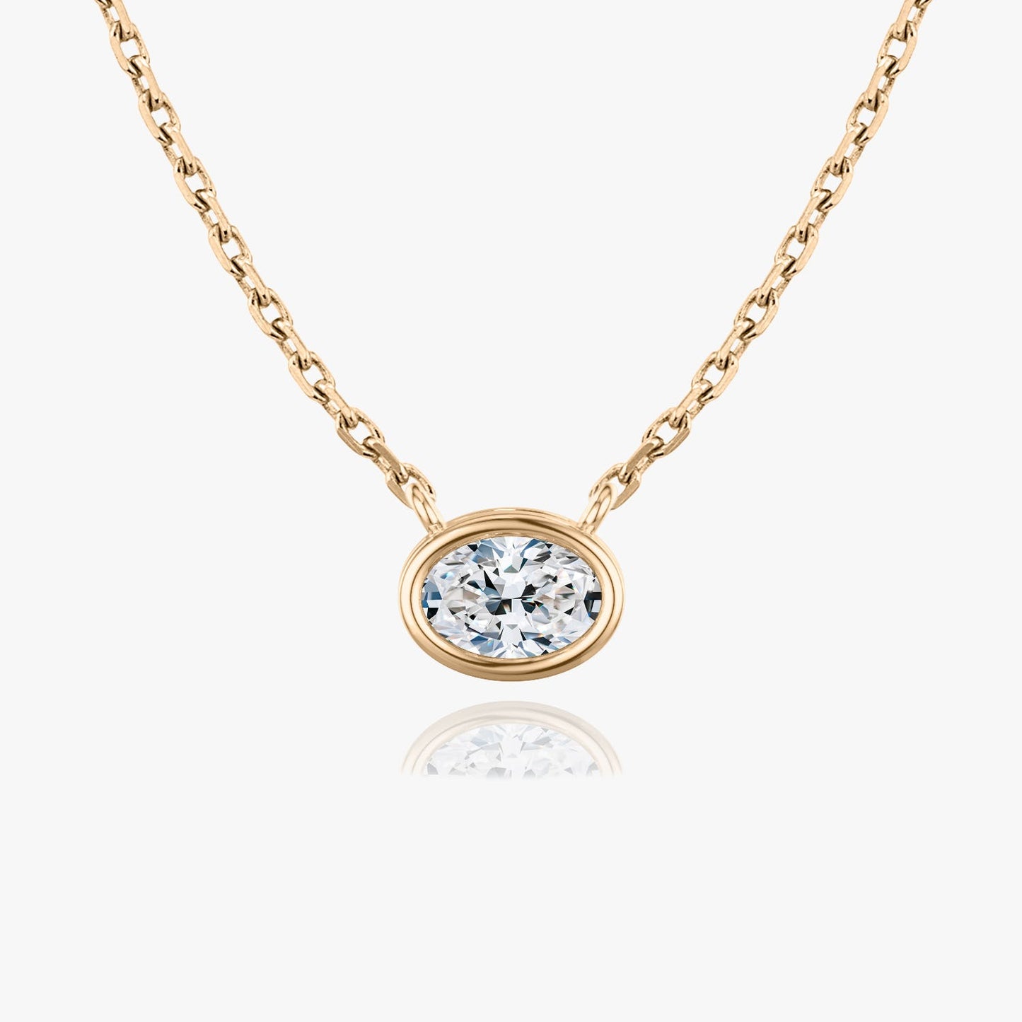 0.25 CT-1.0 CT Oval Bezel Solitaire CVD F/VS Diamond Necklace