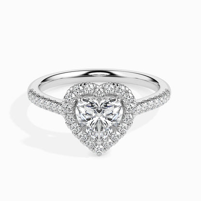 1ct Heart F- VS Diamond Halo & Pave Engagement Ring