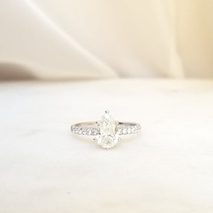 1.01 CT Pear Solitaire CVD E/VS1 Diamond Engagement Ring