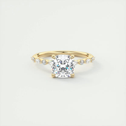 2 CT Cushion Solitaire CVD F/VS1 Diamond Engagement Ring