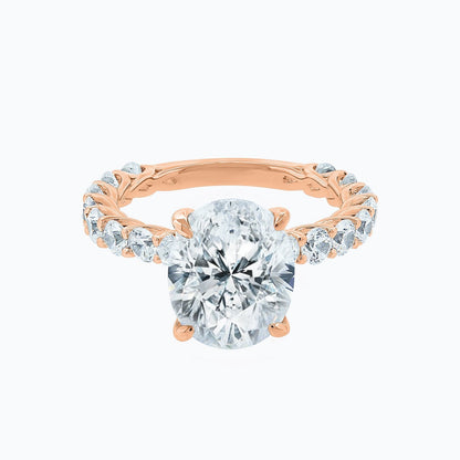 1.0 - 4.0 CT Oval Hidden Halo CVD F/VS2 Diamond Engagement Ring