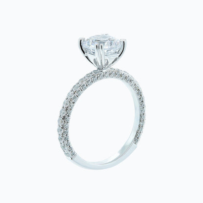 1.50 CT Round Three Side Pave CVD F/VS2 Diamond Engagement Ring