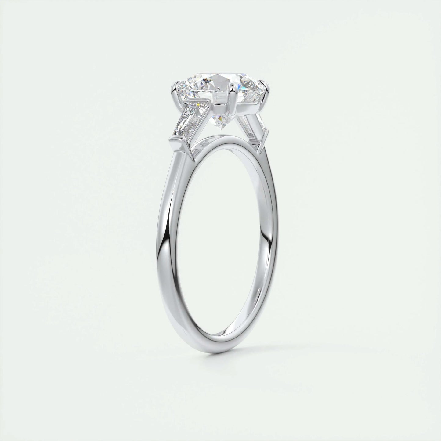 2 CT Round Three Stone CVD F/VS1 Diamond Engagement Ring