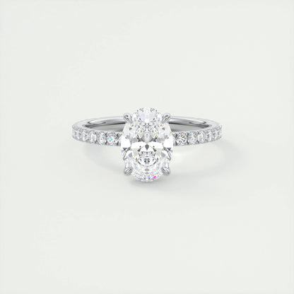 1.5 CT Oval Solitaire CVD F/VS1 Diamond Engagement Ring