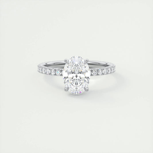 1.5 CT Oval Solitaire CVD F/VS1 Diamond Engagement Ring