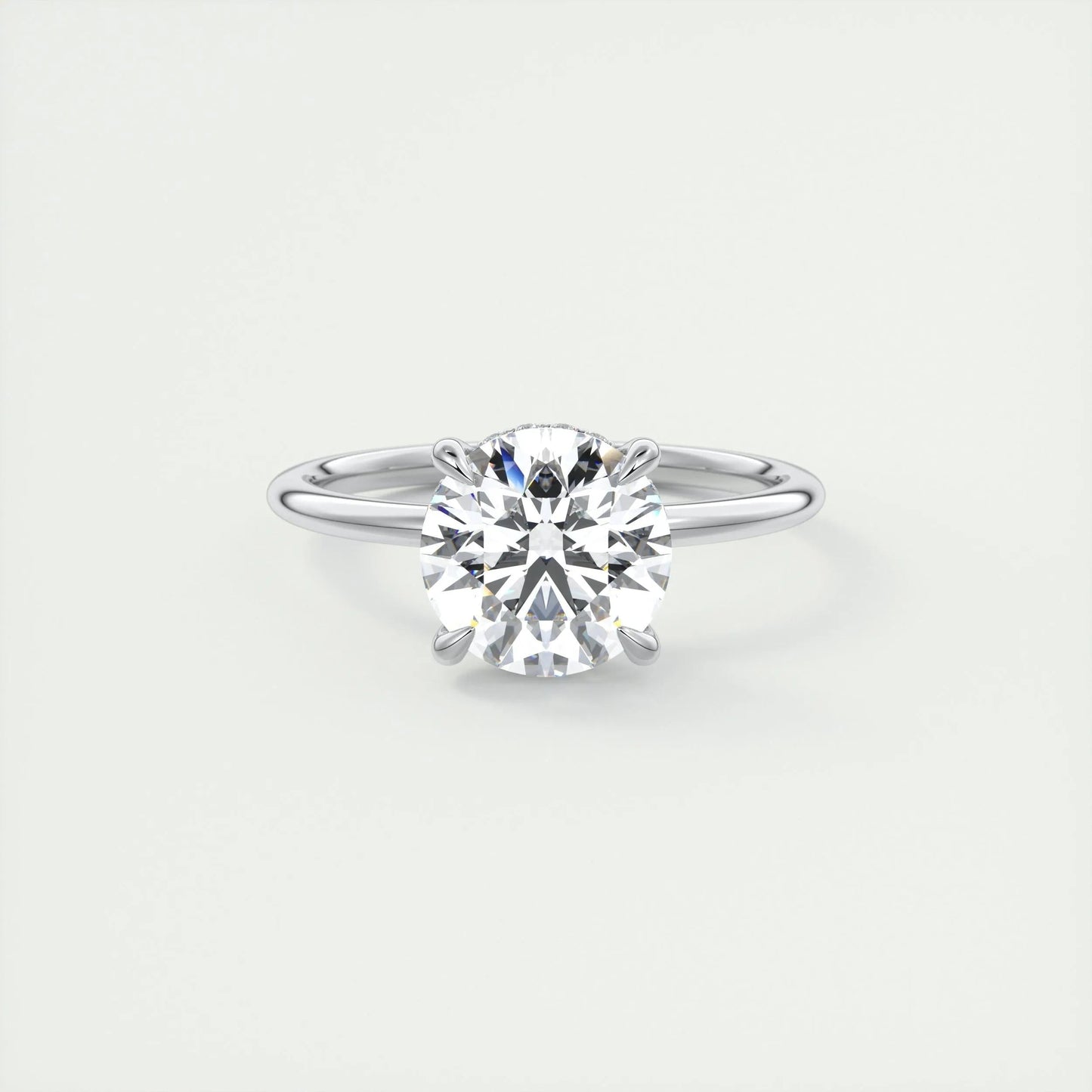 2 CT Round Hidden Halo CVD F/VS1 Diamond Engagement Ring