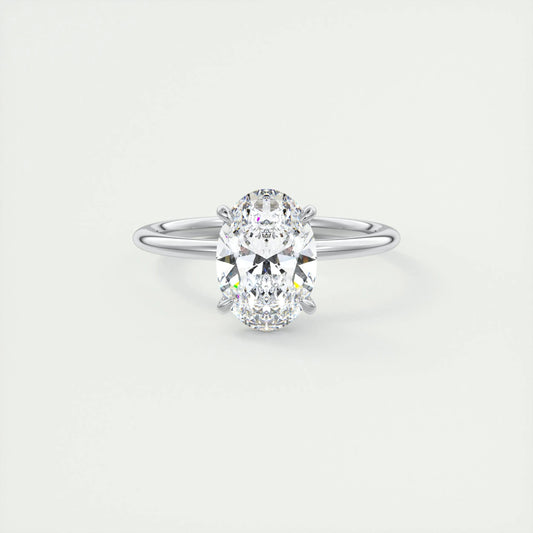 2 CT Oval Solitaire CVD F/VS1 Diamond Engagement Ring