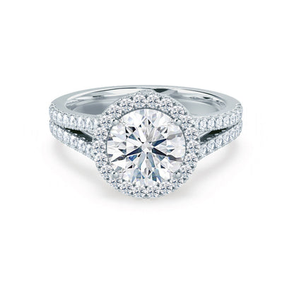 0.50 CT Round Halo CVD F/VS1 Diamond Engagement Ring