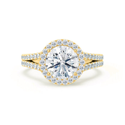 0.50 CT Round Halo & Split Shank CVD G/VVS1 Diamond Engagement Ring