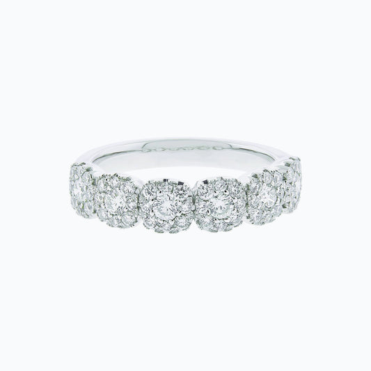 0.80 CT Round Halo Style CVD EF/VS1 Diamond Wedding Band