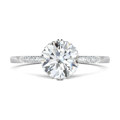 0.7 ct Round F- VS1 Diamond Pave Engagement Ring