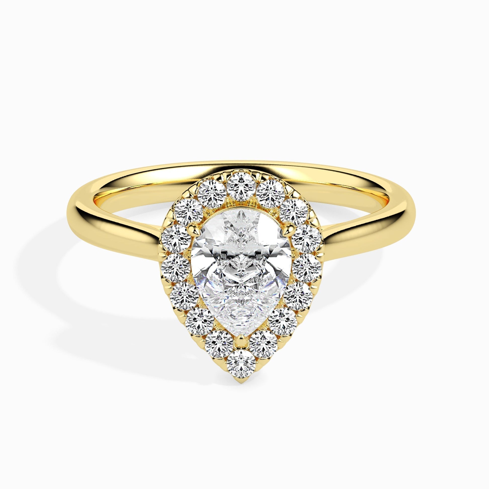 1ct Pear F- VS Diamond Halo Engagement Ring