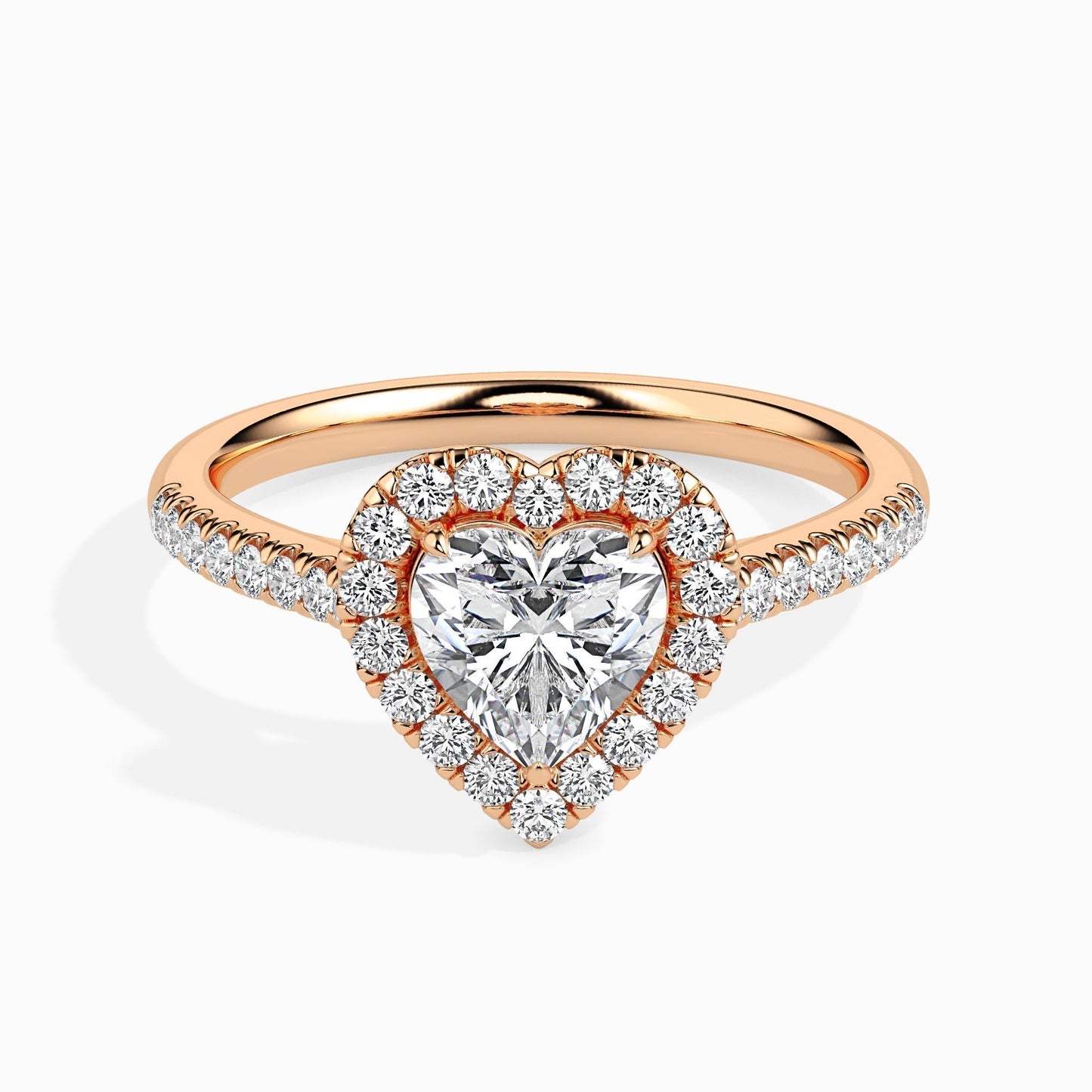 1ct Heart F- VS Diamond Halo & Pave Engagement Ring