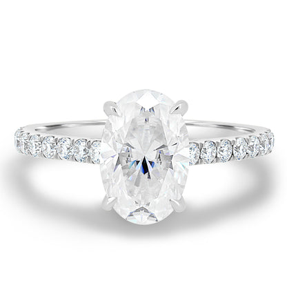 2.11 CT Oval Hidden Halo CVD F/VS2 Diamond Engagement Ring