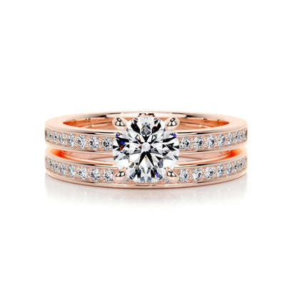 1.0 CT Round Solitaire CVD F/VS Diamond Bridal Ring Set