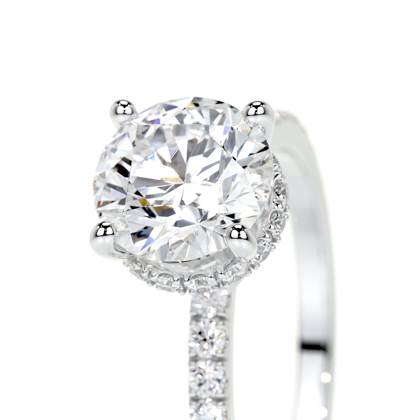 1.50 CT Round Hidden Halo CVD E/VS2 Diamond Engagement Ring