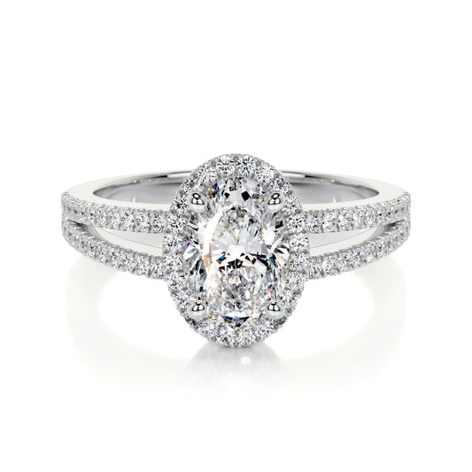 0.90 CT Oval Halo CVD H/SI1 Diamond Engagement Ring