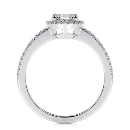 0.90 CT Oval Halo CVD H/SI1 Diamond Engagement Ring