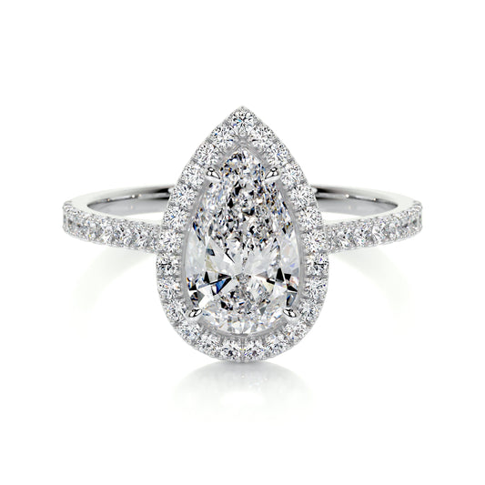 1.50 CT Pear Halo CVD F/VS2 Diamond Engagement Ring