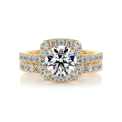 1.50 CT Round Halo CVD F/VS Diamond Bridal Ring Set