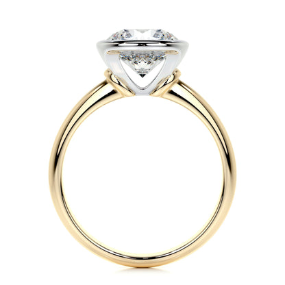 3.0 CT Round Bezel CVD F/SI1 Diamond Engagement Ring