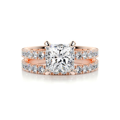 1.50 CT Princess Solitaire CVD F/VS Diamond Bridal Ring Set