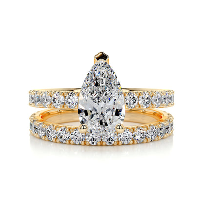 1.50 CT Pear Solitaire CVD F/VS Diamond Bridal Ring Set