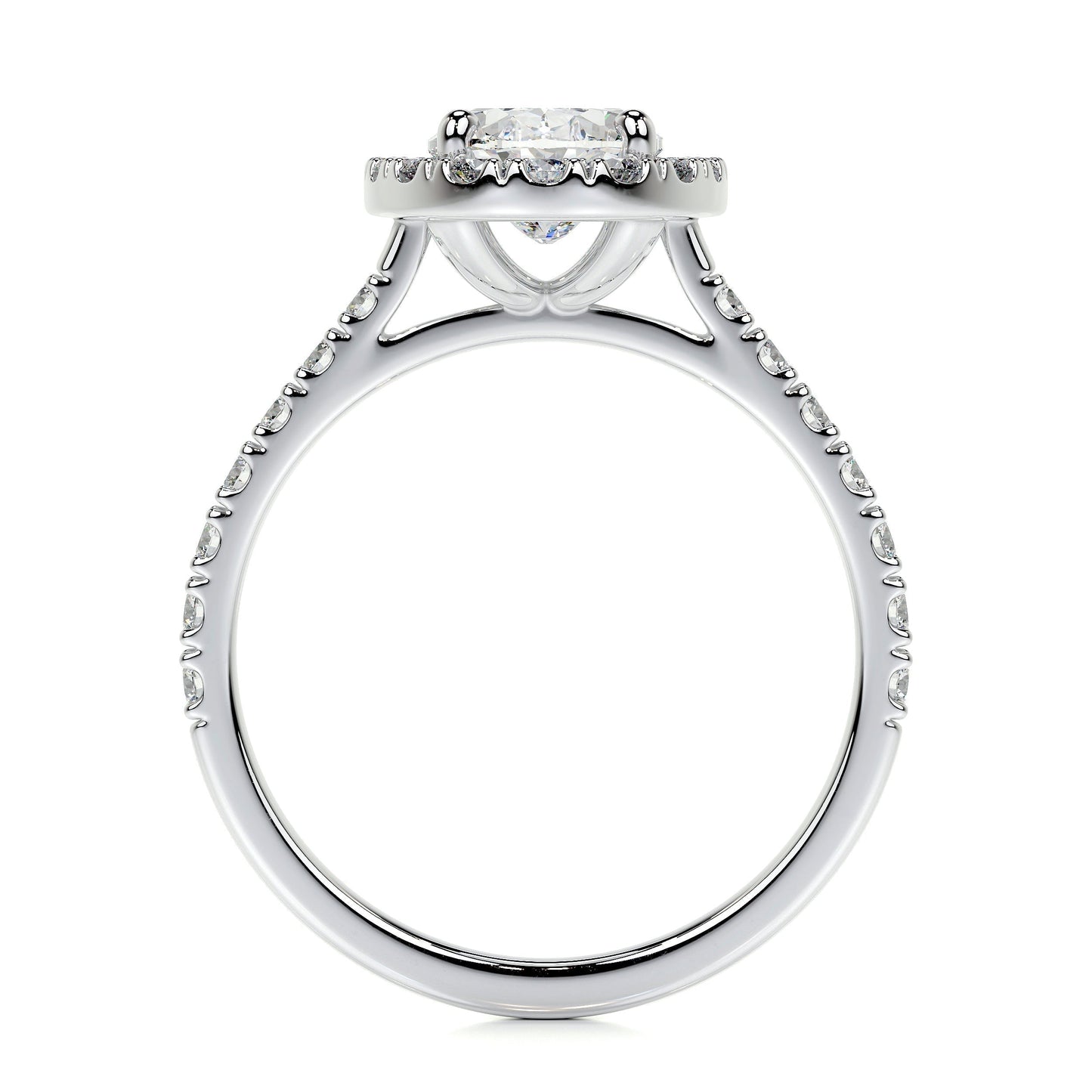 1.0 CT Oval Halo CVD F/VS2 Diamond Engagement Ring