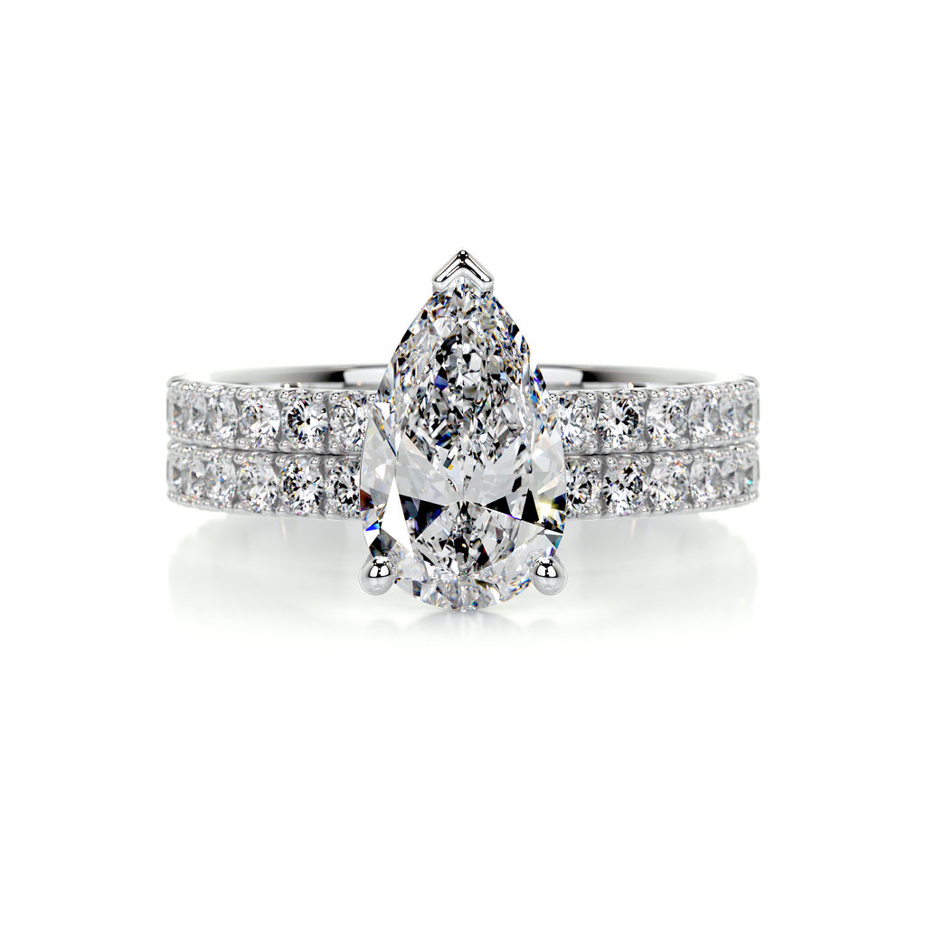 2.0 CT Pear Solitaire CVD F/VS Diamond Bridal Set