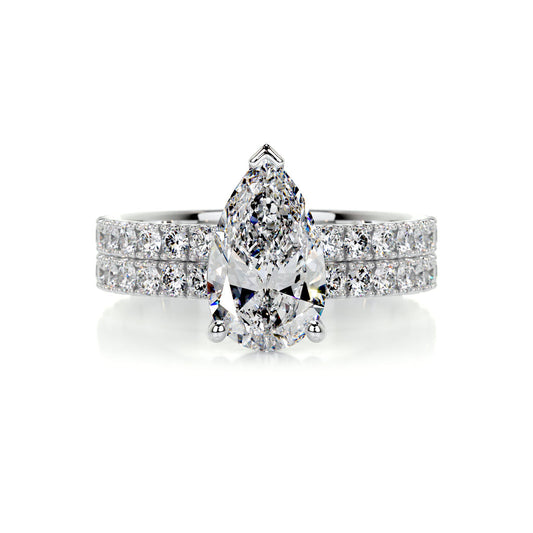 2.0 CT Pear Solitaire CVD F/VS Diamond Bridal Set