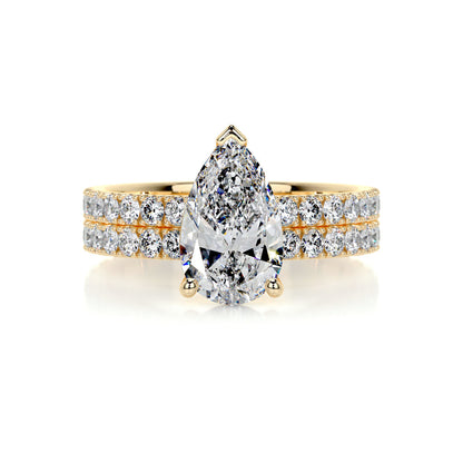 2.0 CT Pear Solitaire CVD F/VS Diamond Bridal Set