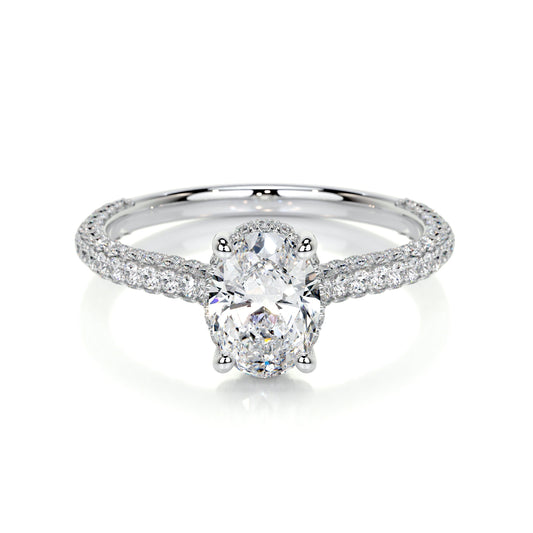 1.20 CT Oval Triple Pave CVD H/SI1 Diamond Engagement Ring