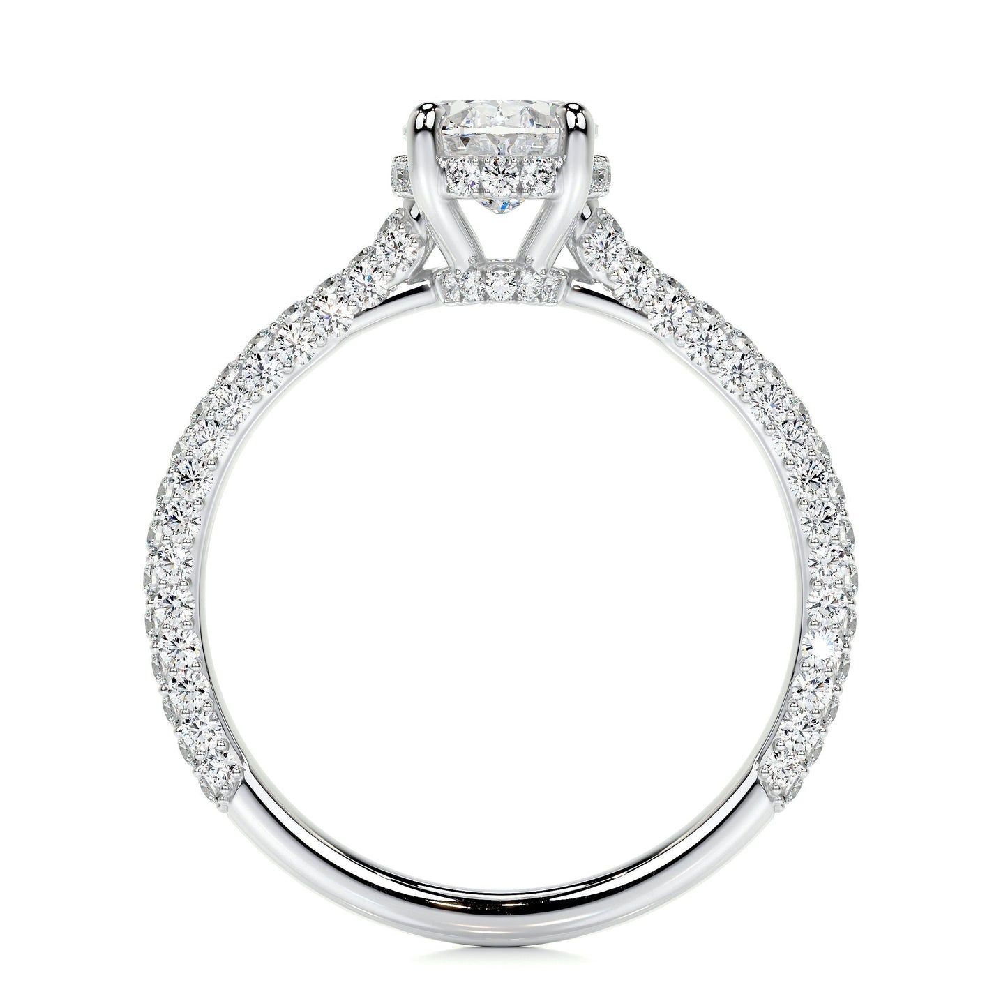 1.20 CT Oval Triple Pave CVD H/SI1 Diamond Engagement Ring