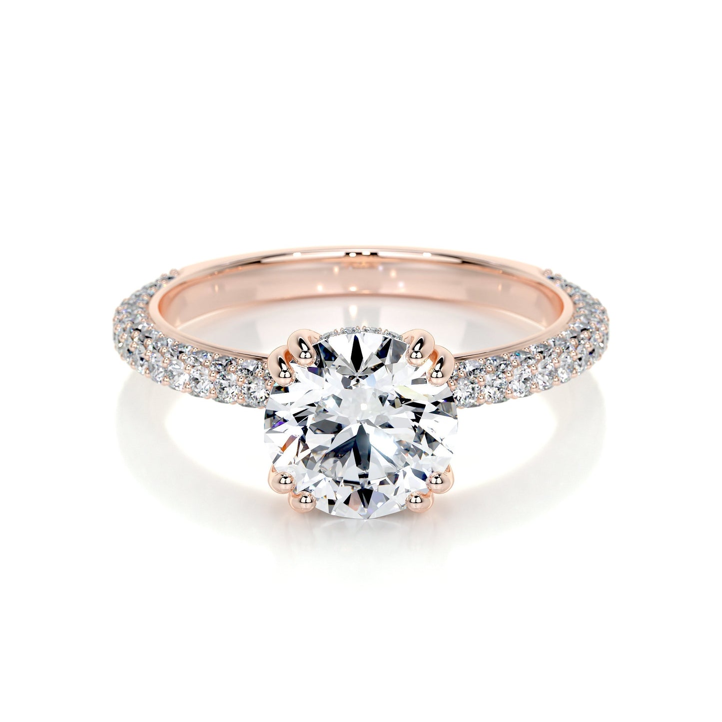 2.0 CT Round Hidden Halo CVD E/VS1 Diamond Engagement Ring