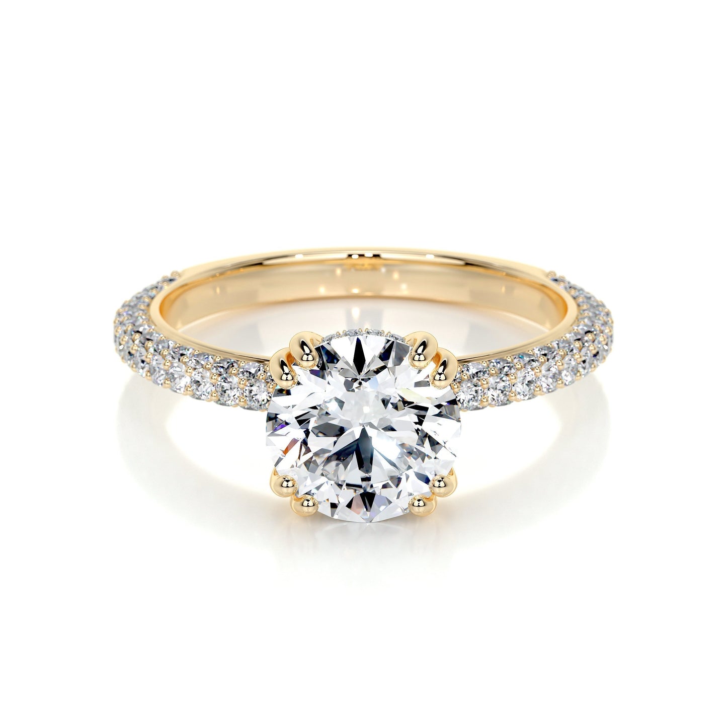 2.0 CT Round Hidden Halo CVD E/VS1 Diamond Engagement Ring