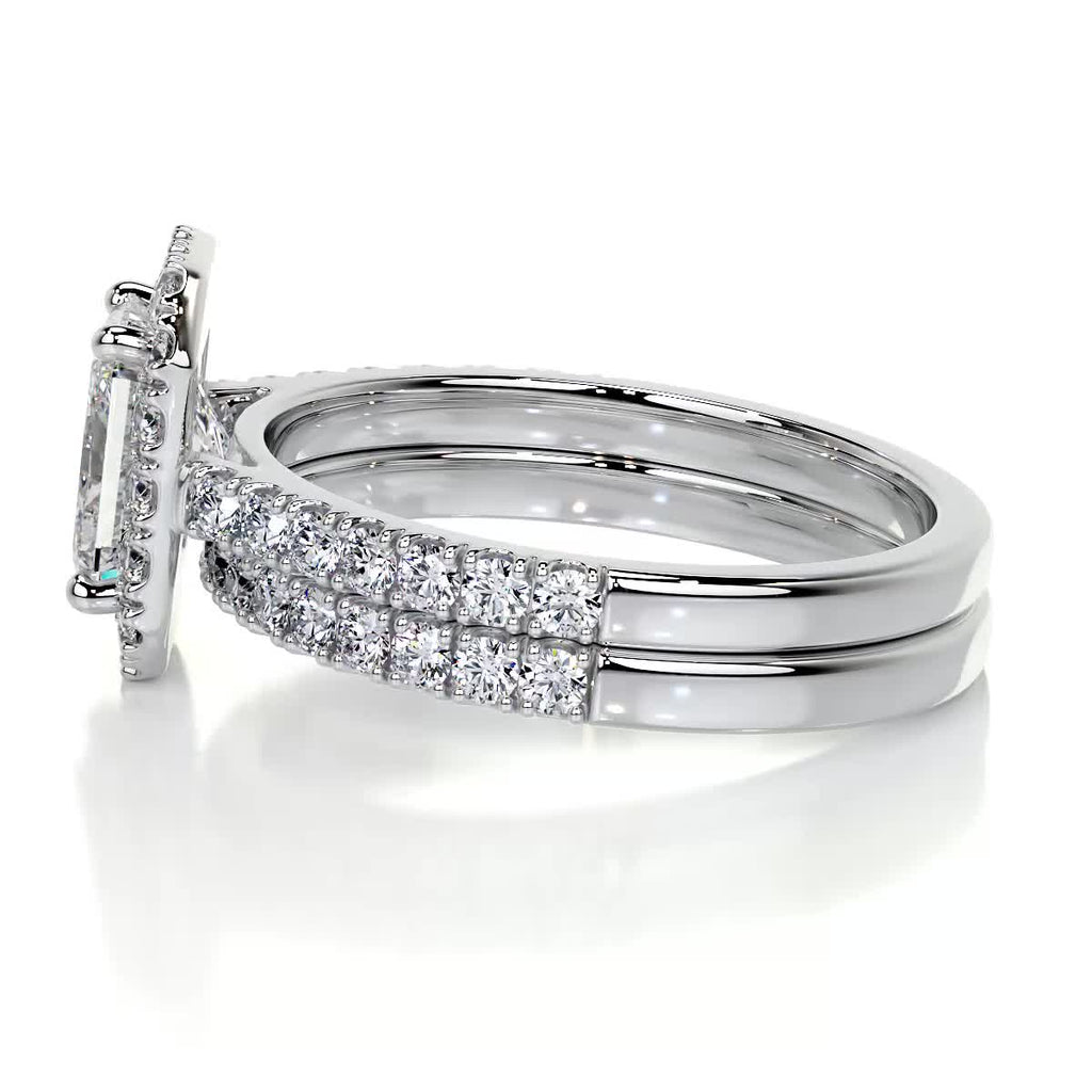 1.50 CT Radiant Halo CVD F/VS Diamond Bridal Ring Set