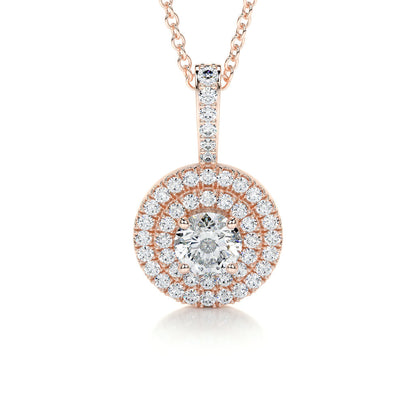 0.50 CT Round Double Halo CVD F/VS Diamond Necklace