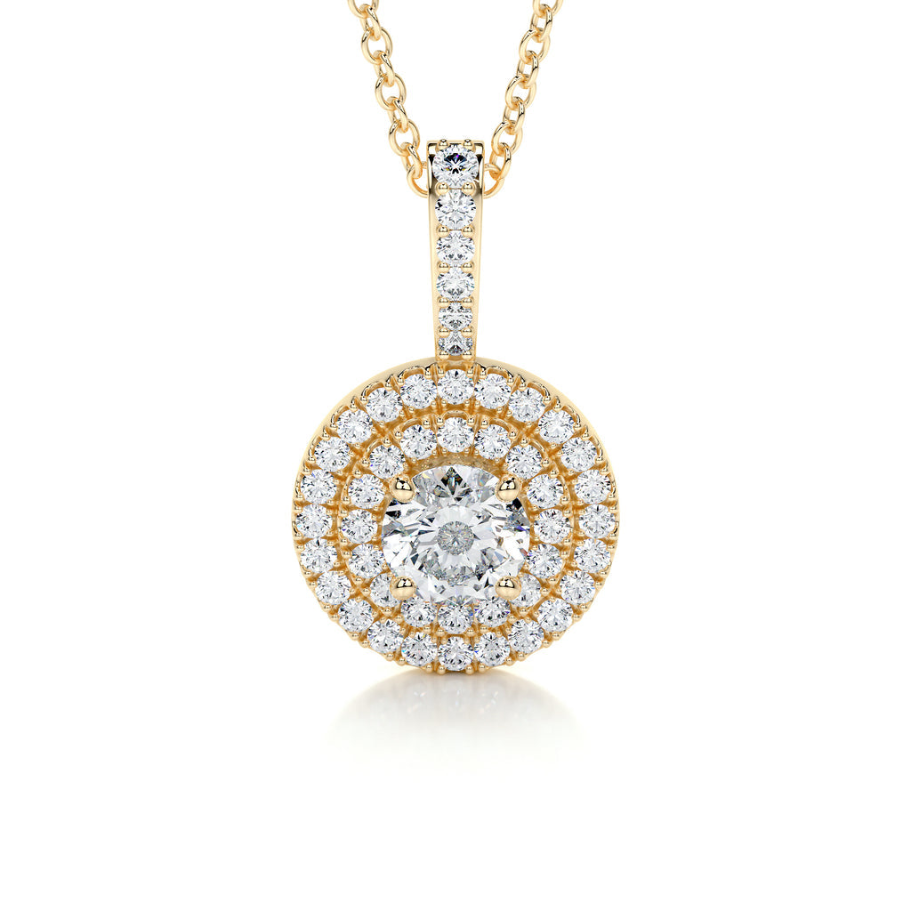 0.50 CT Round Double Halo CVD F/VS Diamond Necklace