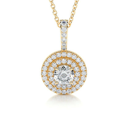 0.50 CT Round Double Halo CVD F/VS Diamond Necklace