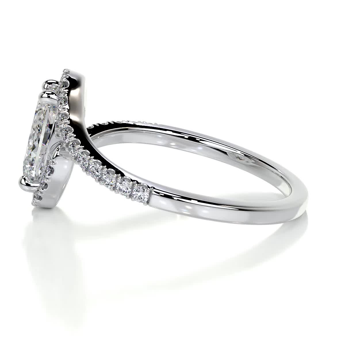 1 ct Oval E- VS1 Diamond Pave Moissanite Engagement Ring