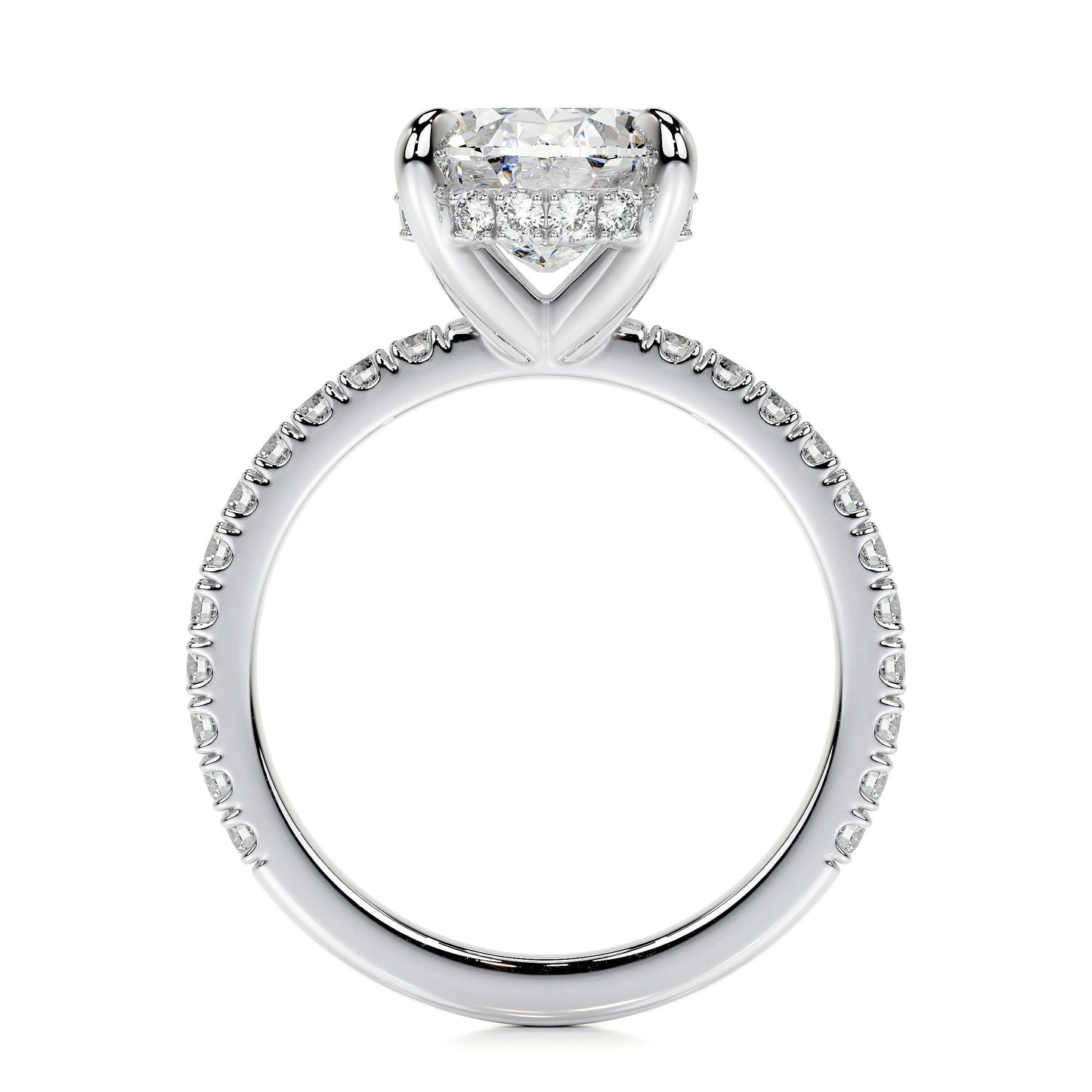 2.0 CT Oval Hidden Halo CVD E/VS2 Diamond Engagement Ring