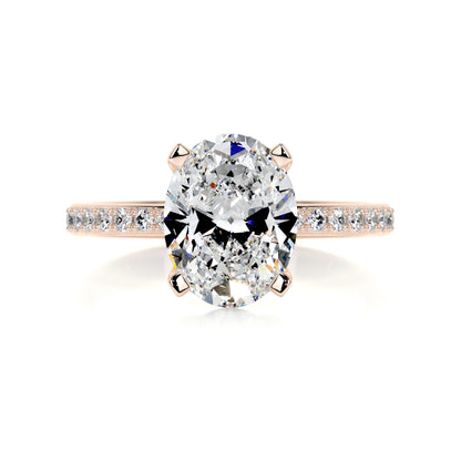 2 ct Oval F- VS2 Diamond Halo Moissanite Engagement Ring